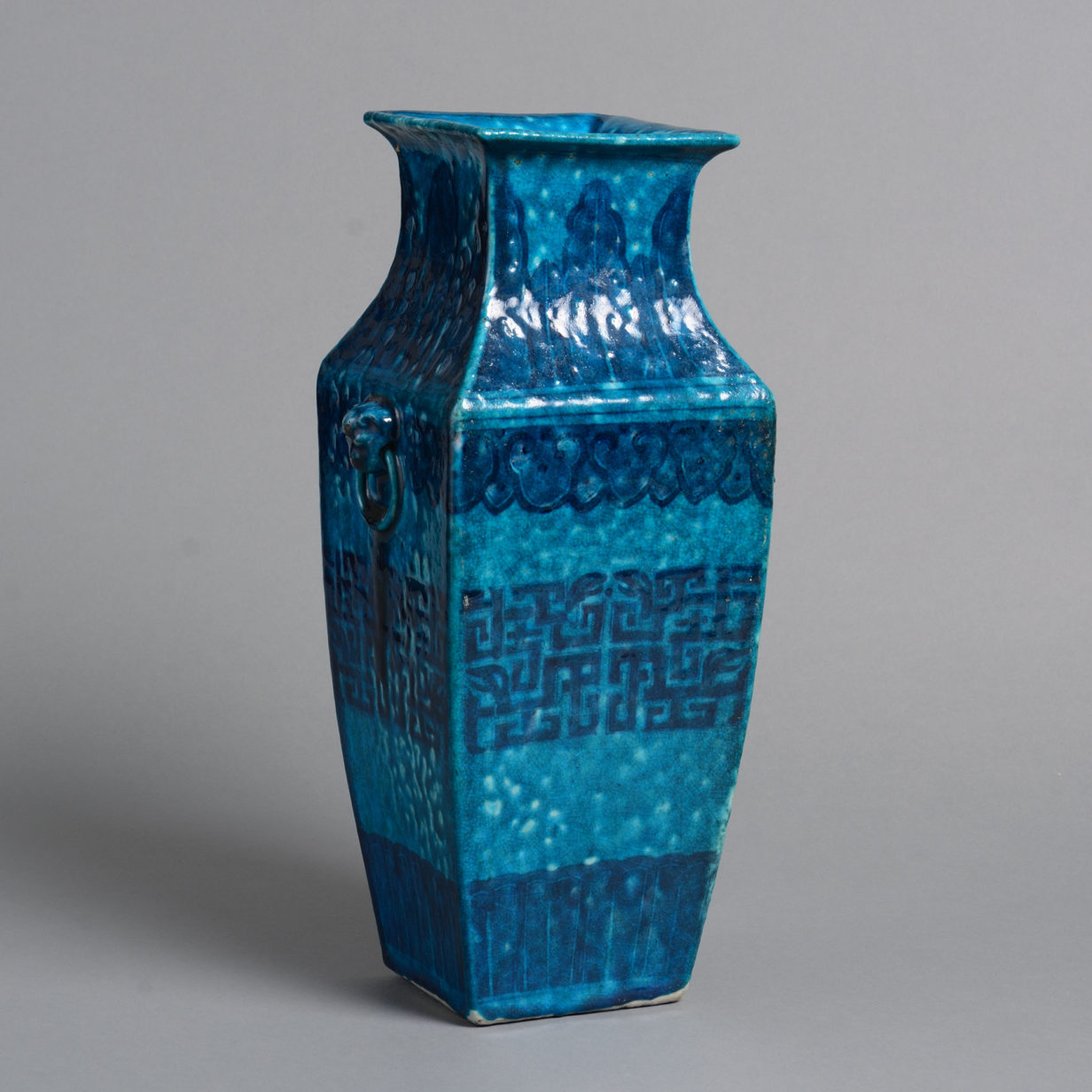 A 19th Century Qing Dynasty Turquoise Ground Square Vase