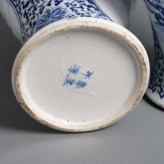 A pair of 19th century qing period blue and white porcelain vases