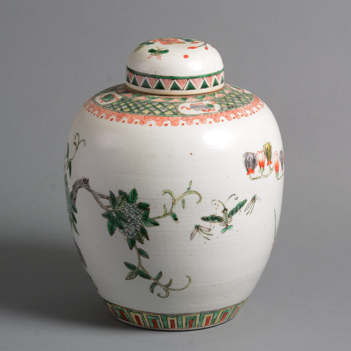 A 19th Century Qing Dynasty Famille Verte Jar and Cover