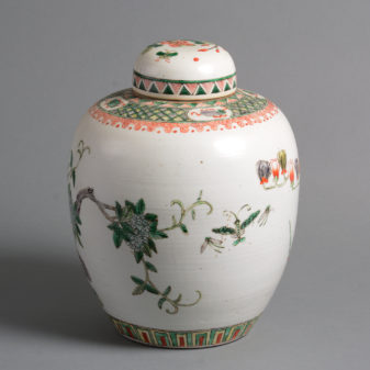 A 19th century qing dynasty famille verte jar and cover