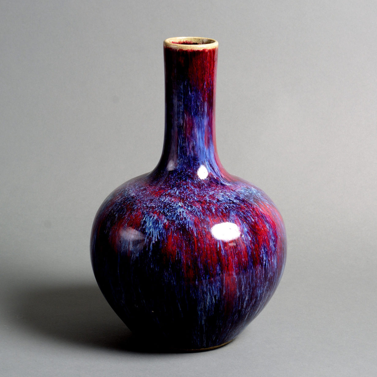 A 19th century qing period flambé glazed bottle vase