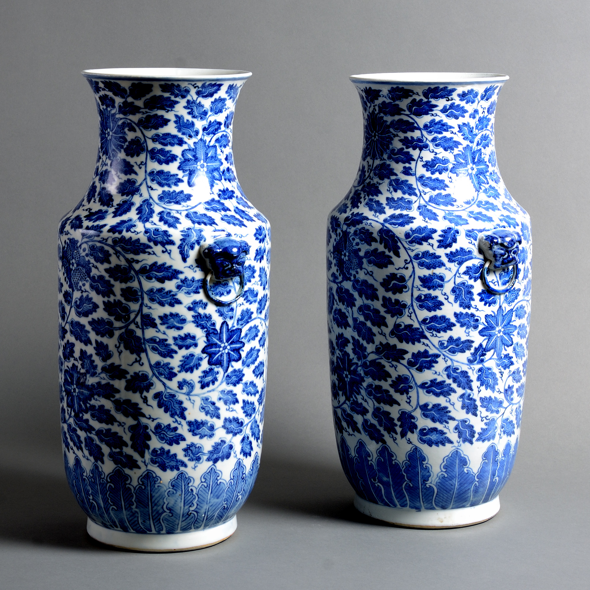 935416. Jpg A pair of 19th century qing dynasty blue & white porcelain vases