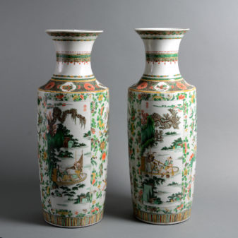 A 19th century qing dynasty pair of famille verte vases