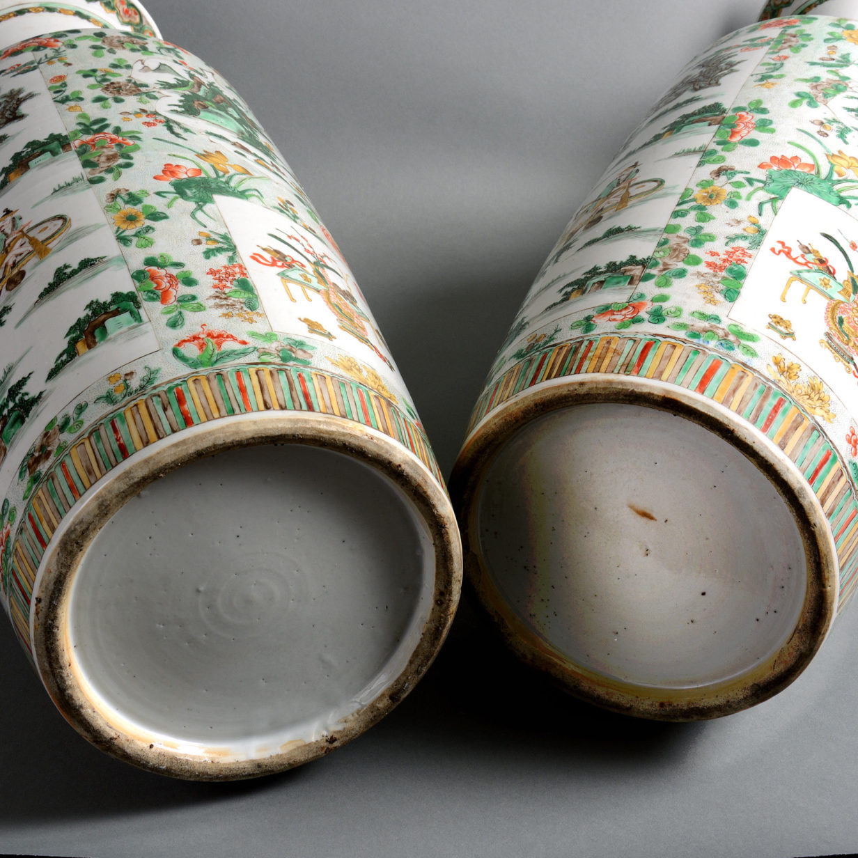 A 19th century qing dynasty pair of famille verte vases