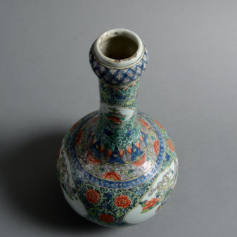 A 19th century qing dynasty famille verte bottle vase