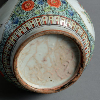 A 19th century qing dynasty famille verte bottle vase