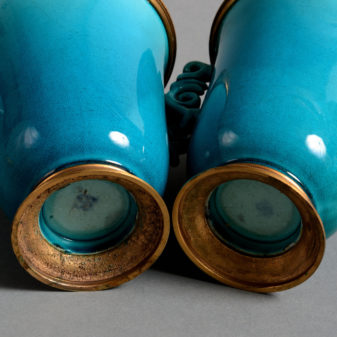 A pair of 19th century ormolu mounted turquoise porcelain vases by samson 4 A pair of 19th century ormolu mounted turquoise porcelain vases by samson