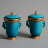 A pair of 19th century ormolu mounted turquoise porcelain vases by samson