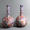 A Pair of 19th Century Imari Porcelain Bottle Vases