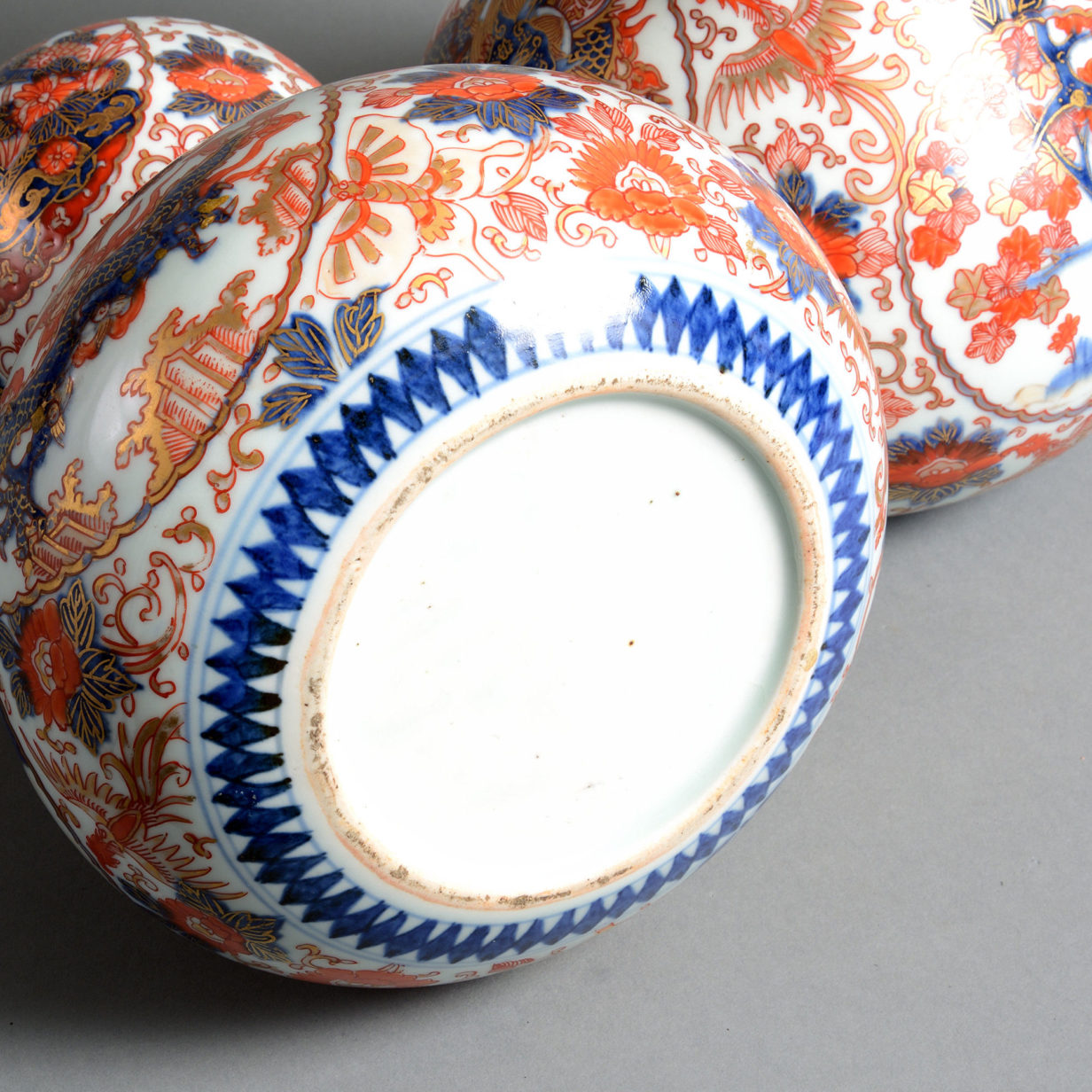 A pair of 19th century imari porcelain double gourd form vases