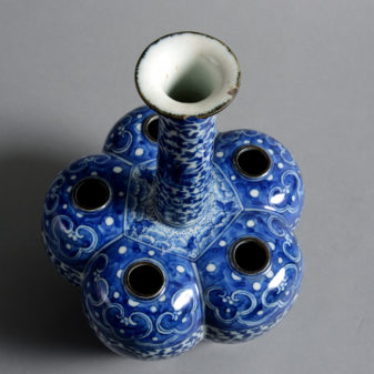 A 19th century qing dynasty blue and white porcelain tulip vase