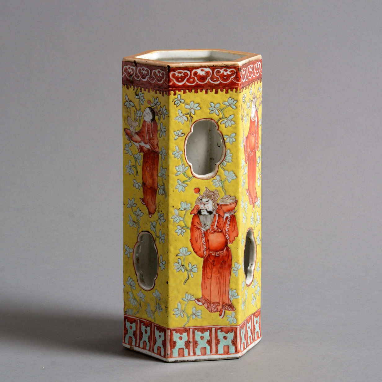 A 19th Century Qing Dynasty Yellow Glaze Porcelain Hat Stand