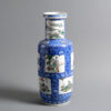 A 19th century qing dynasty famille verte blue ground porcelain vase