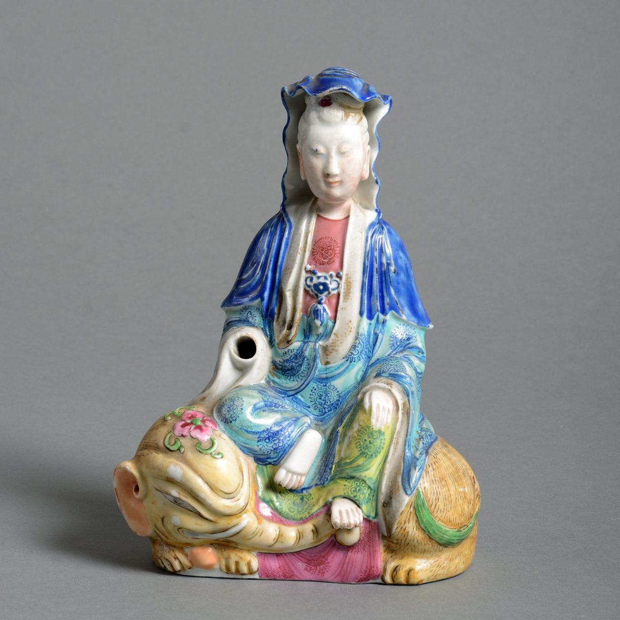 A 19th century qing dynasty guanyin seated upon an elephant