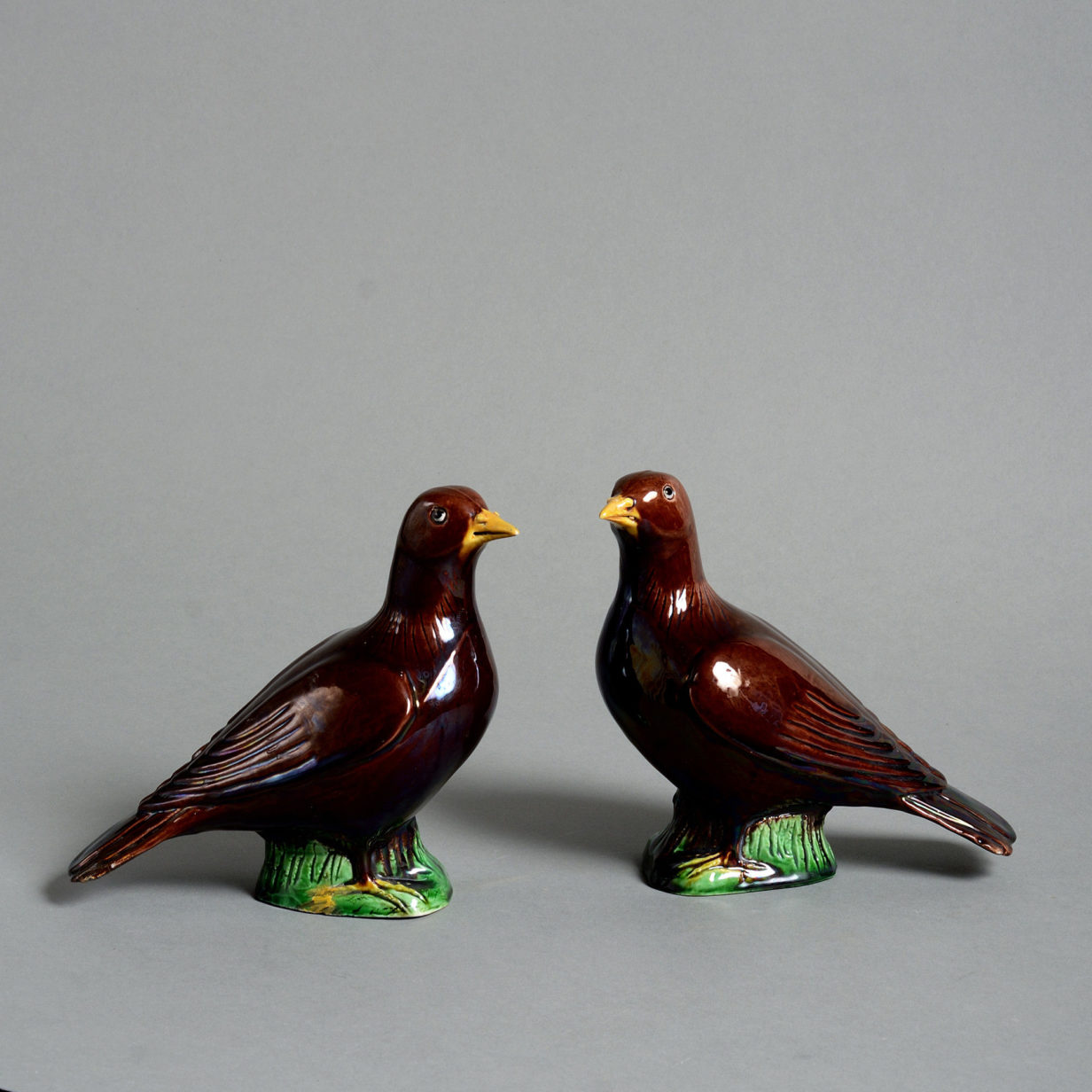 A 19th century pair of porcelain doves