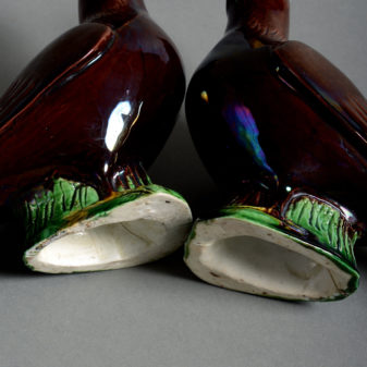 A 19th century pair of porcelain doves
