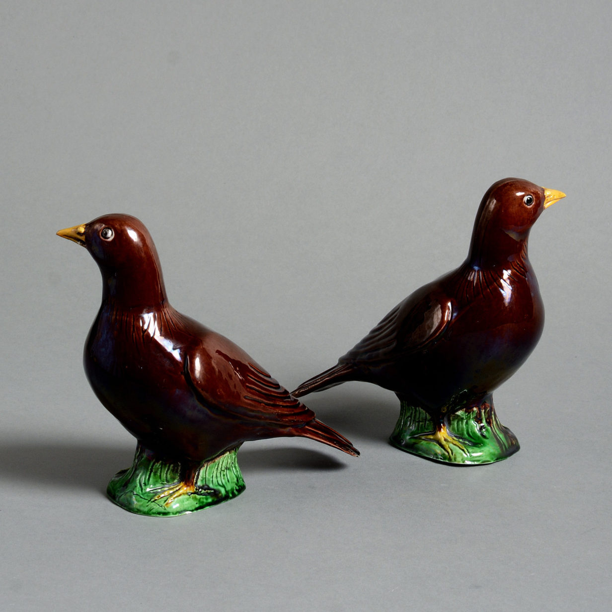 A 19th century pair of porcelain doves