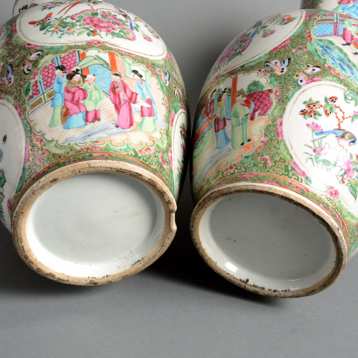 A 19th Century Pair of Canton Porcelain Vases & Covers