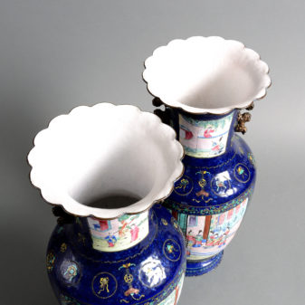 A pair of 19th century canton enamel vases