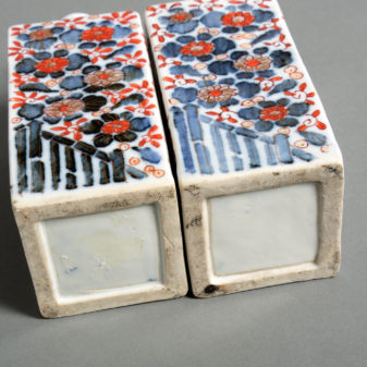 A pair of 19th century imari porcelain flasks