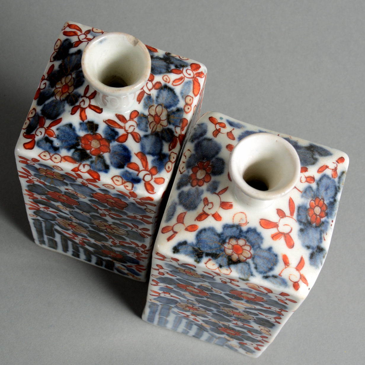 A pair of 19th century imari porcelain flasks