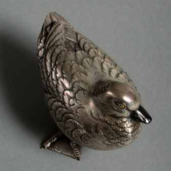 A 19th century silver gilt bronze duck