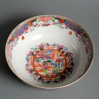 A late 18th century famille rose porcelain punch bowl