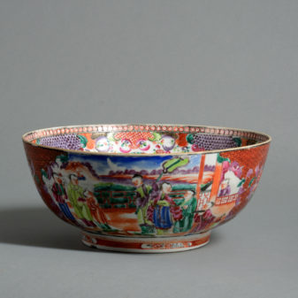 A late 18th century famille rose porcelain punch bowl