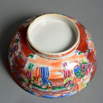 A late 18th century famille rose porcelain punch bowl