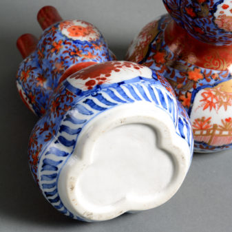 A Pair of 19th Century Imari Triple Gourd Vases