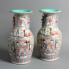 A 19th century pair of canton porcelain vases