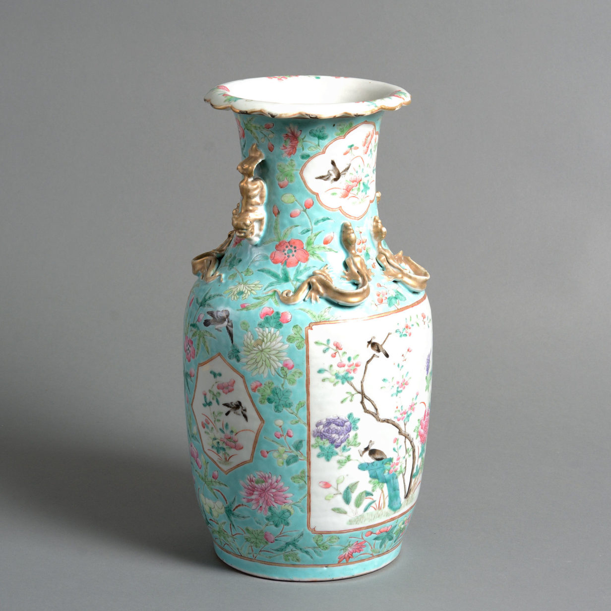 A 19th century turquoise glazed canton porcelain vase