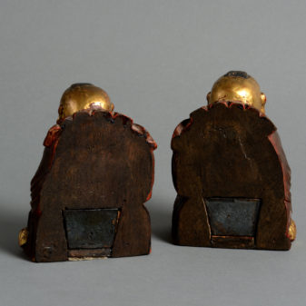 A pair of parcel gilded buddhas
