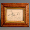 A 19th century dog portrait pencil sketch of two greyhounds