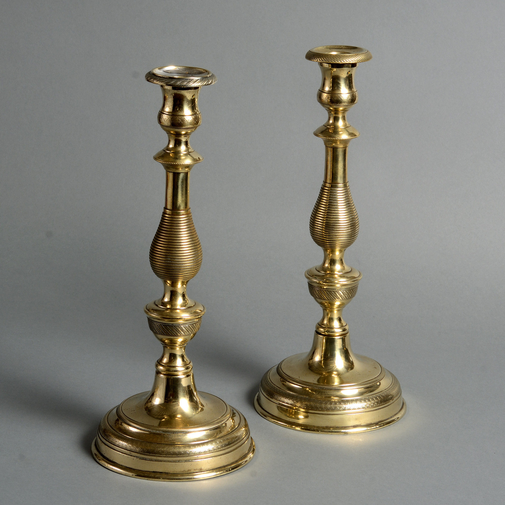 19 Large Altar Size Brass Candlestick With Marble Stems — Agapao