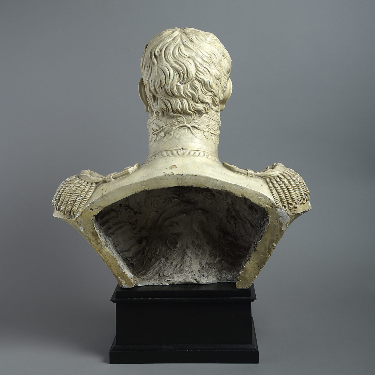 A 19th century plaster bust of an officer