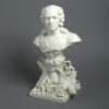 An early 19th century creamware bust of louis xv of france