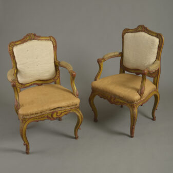Pair of 18th century bavarian painted armchairs