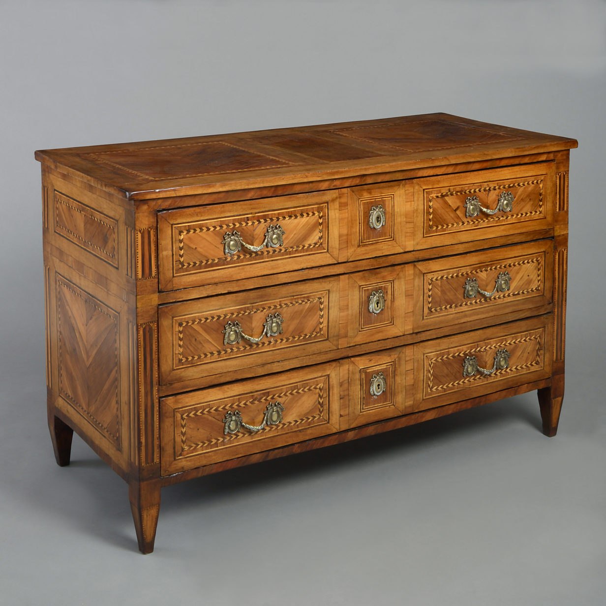 A late 18th century north italian parquetry commode