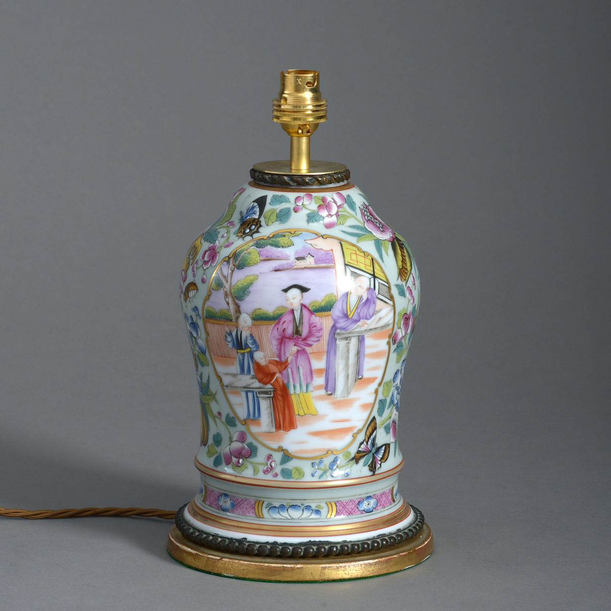 A 19th century famille rose vase as a lamp