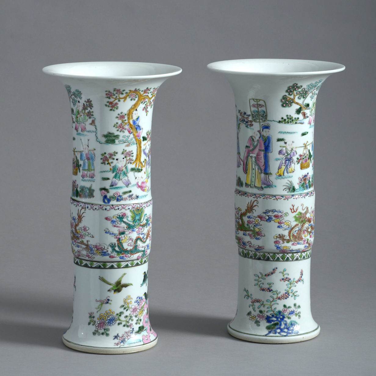 Pair of famille rose vases