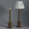 Pair of faux porphyry column lamps