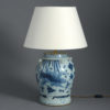 A blue and white vase lamp
