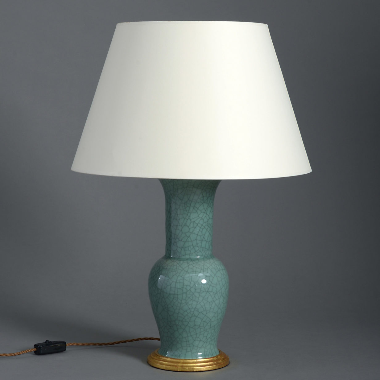 Smaller celadon vase lamp