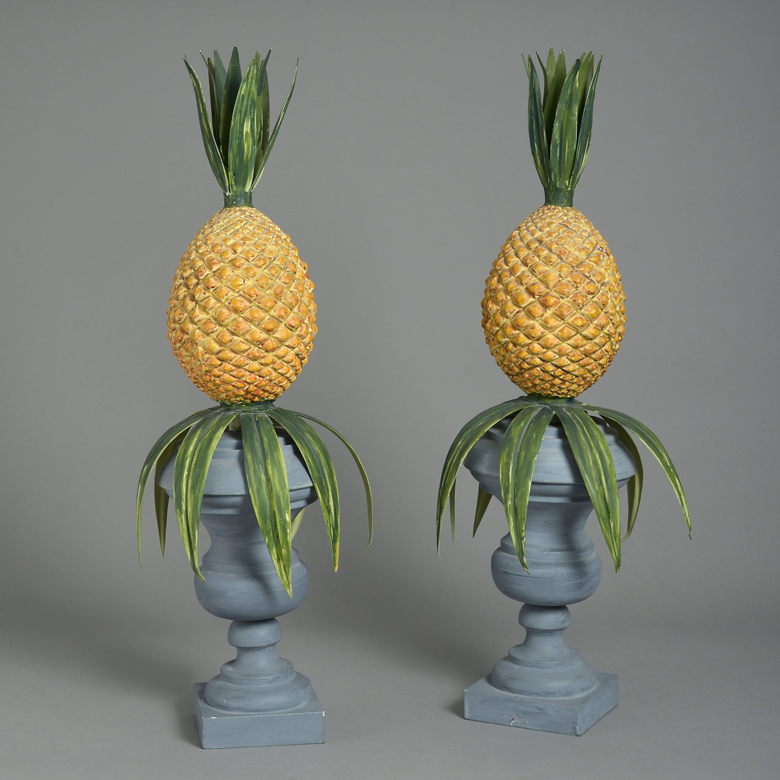 A Pair of Mid20th Century Tole Pineapple Finials Timothy Langston