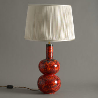 A Red Studio Pottery Vase Lamp