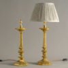 Pair of brass candlestick lamps