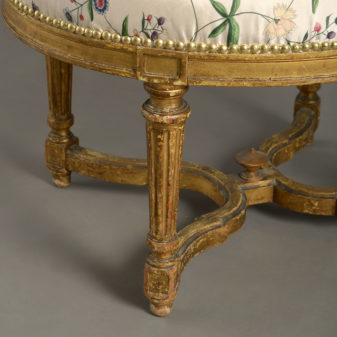 A late 18th century louis xvi period giltwood oval stool
