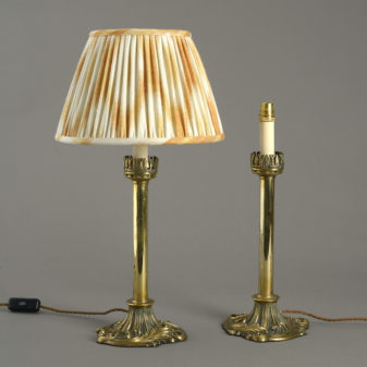 Pair Brass Candle Table Lamps
