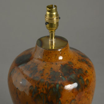 A mid-century studio pottery vase lamp